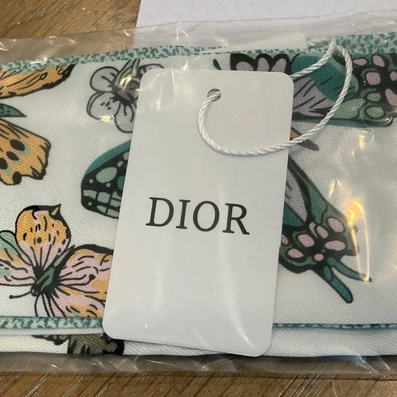 Dior green butterfly & floral twilly. Box & gift bag included.  GWP. - Picture 5 of 6